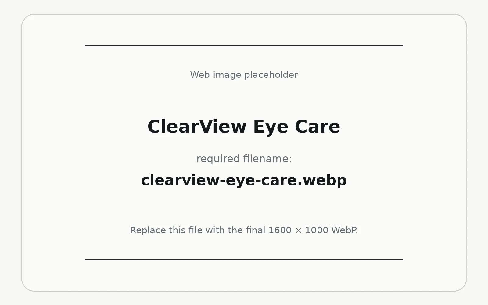 ClearView Eye Care landing page template preview