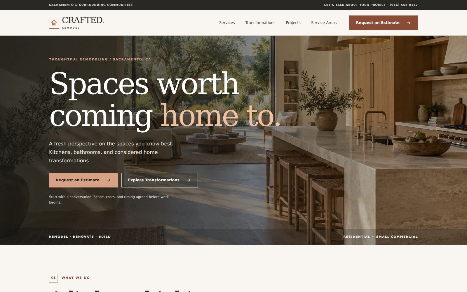 Crafted Remodel landing page template preview