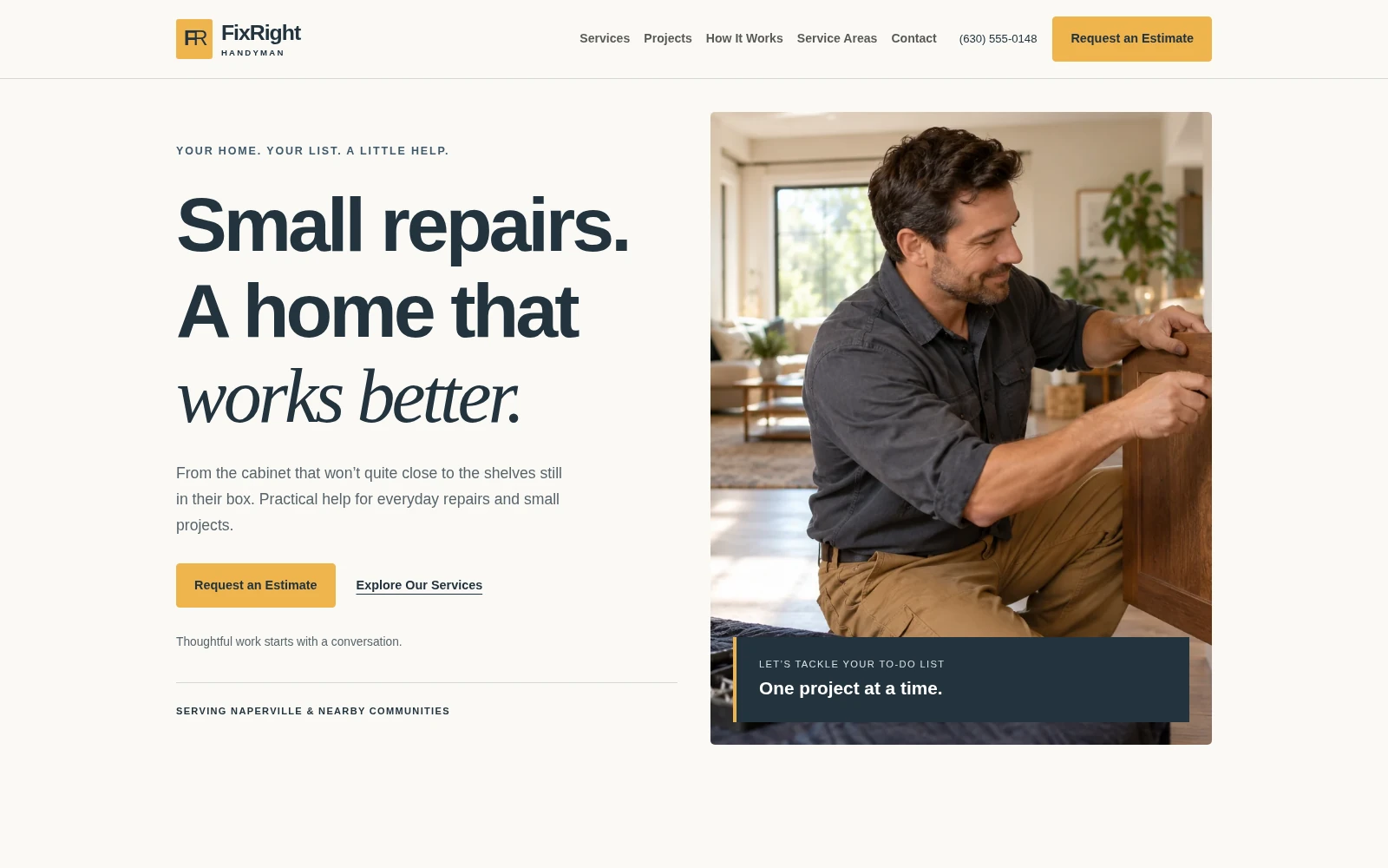 FixRight Handyman landing page template preview