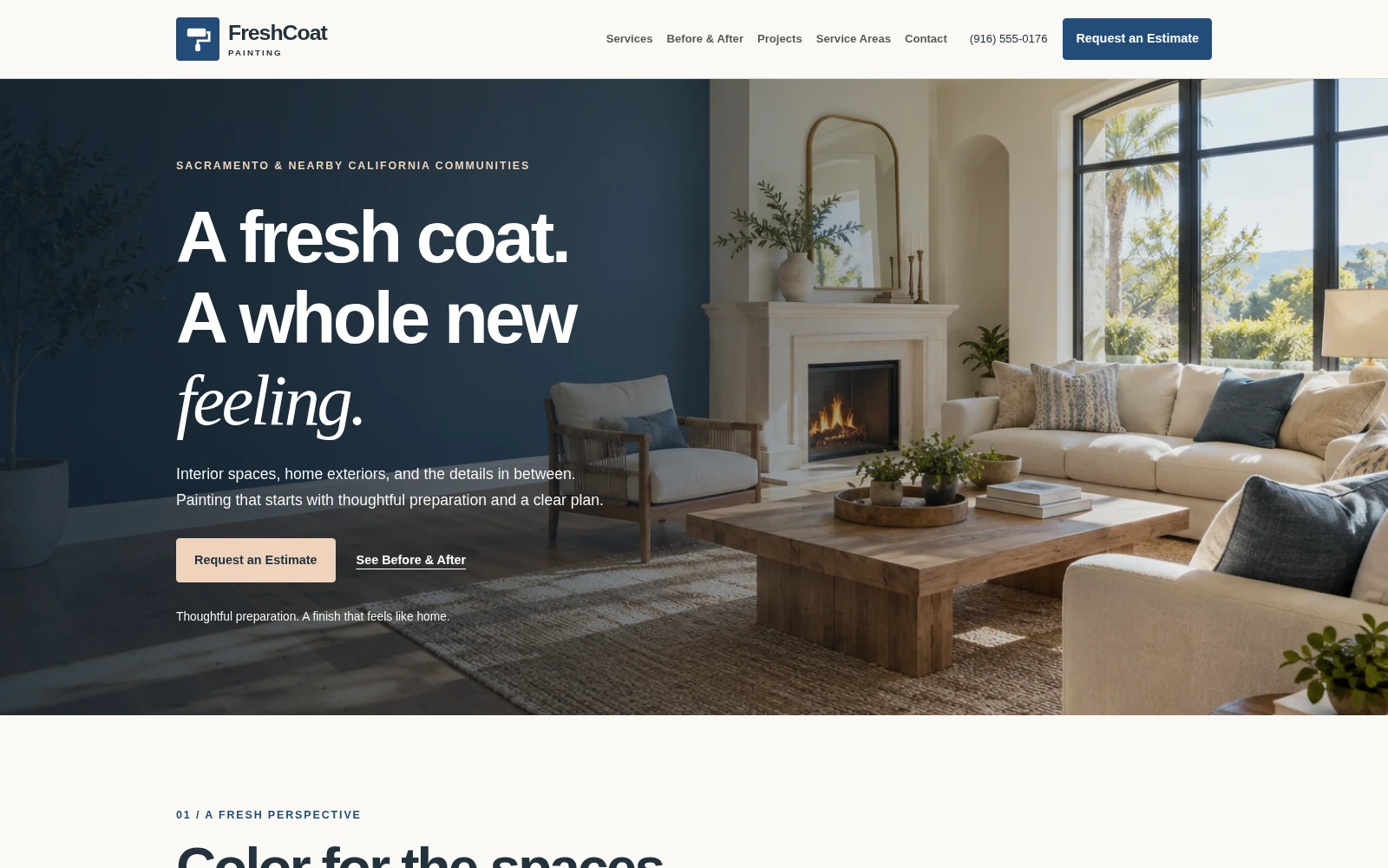 FreshCoat Painting landing page template preview