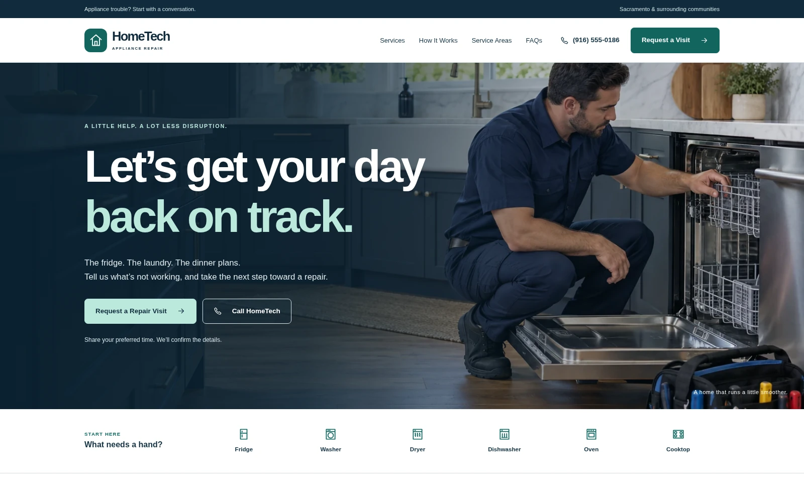Actual HomeTech Repair landing page preview