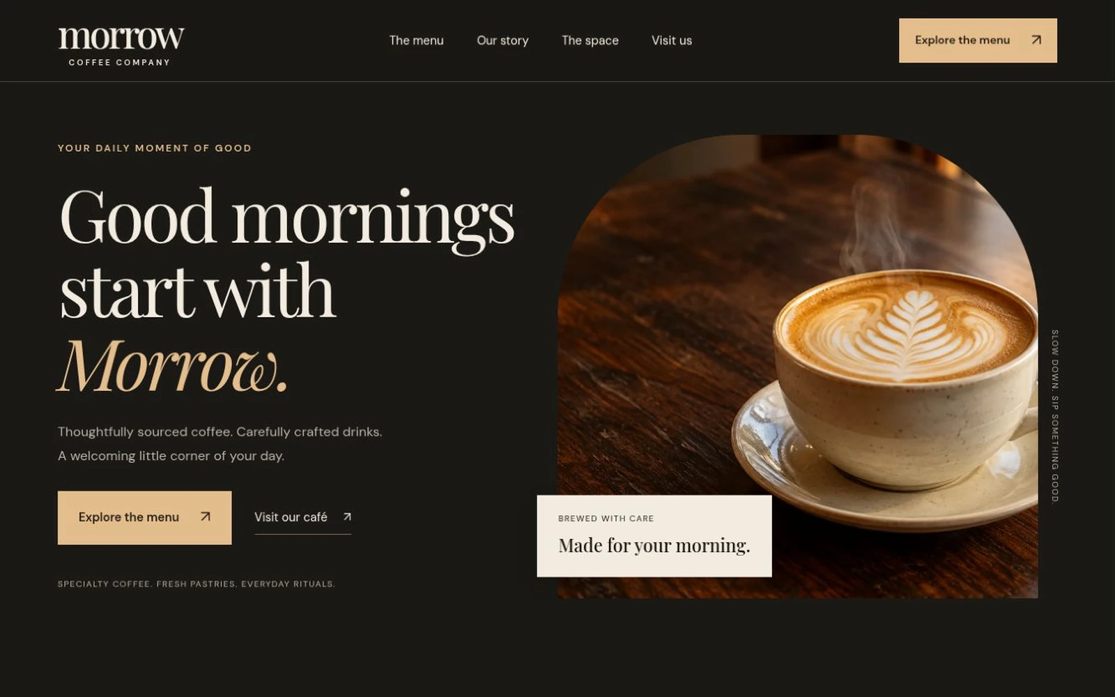 Morrow Coffee Co. landing page template preview