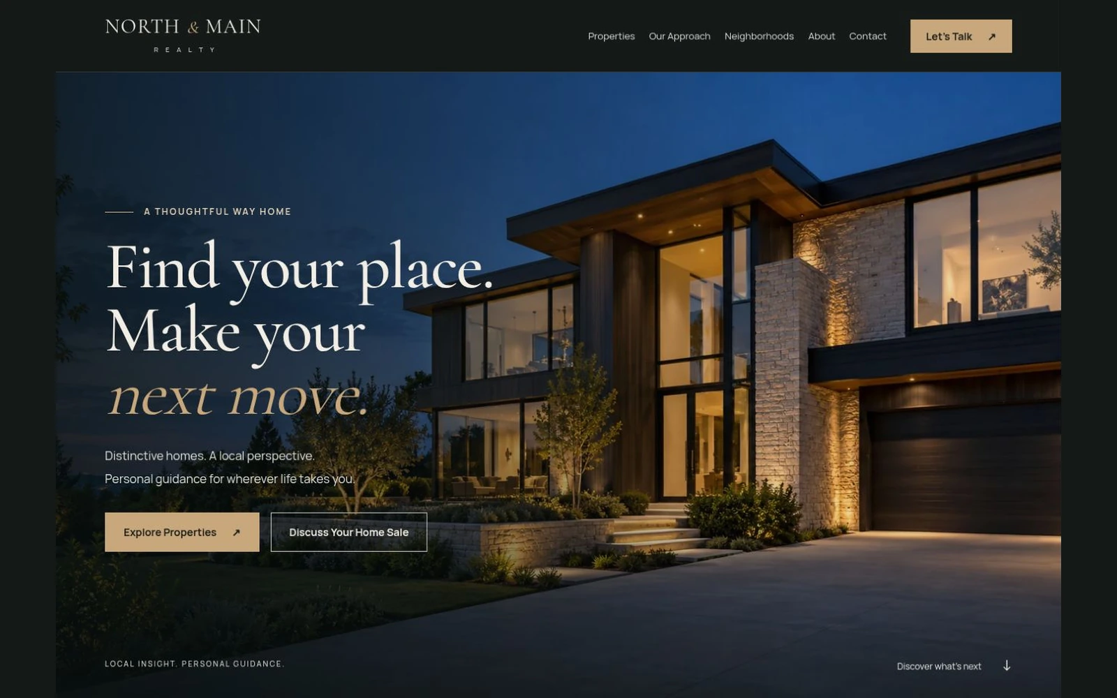 Modern house with pool and outdoor living area for the North & Main Realty template