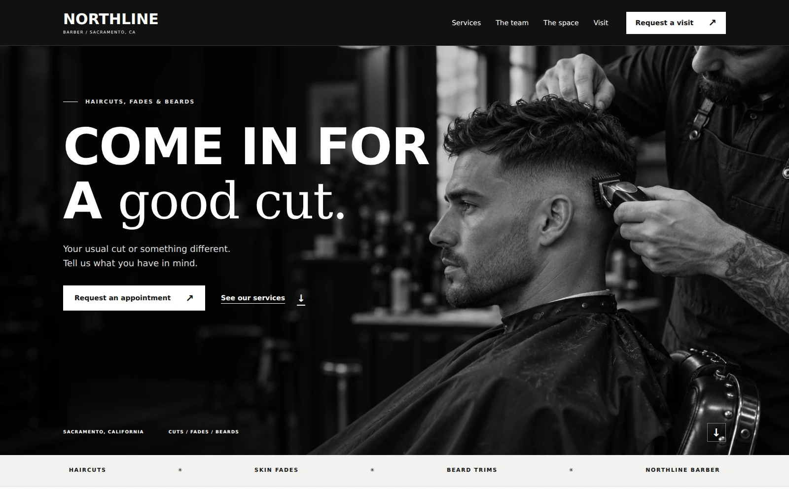 Northline Barber landing page template preview