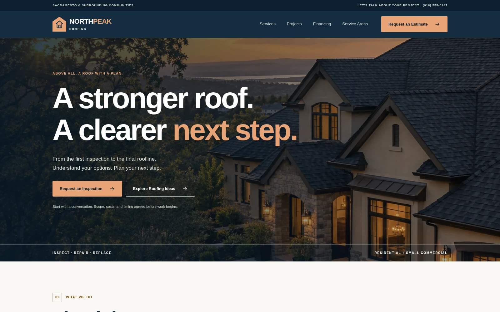 NorthPeak Roofing landing page template preview