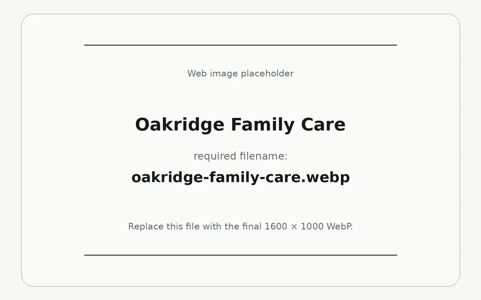 Oakridge Family Care landing page template preview