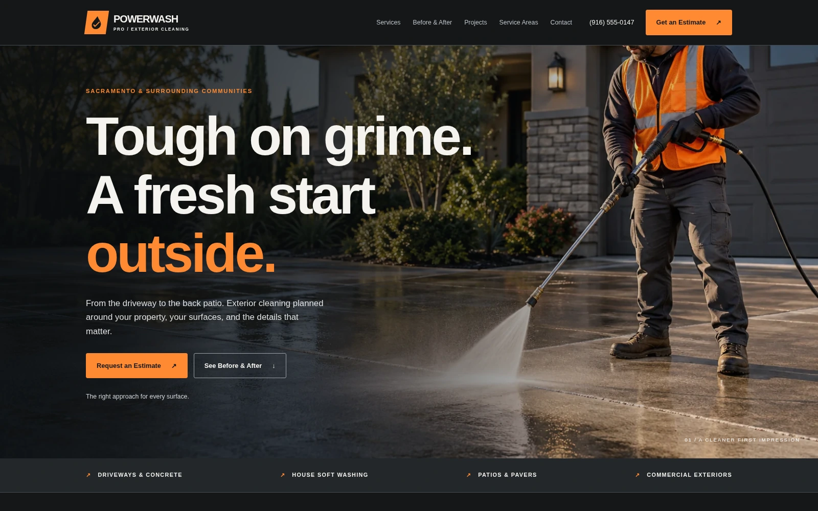 PowerWash Pro landing page template preview