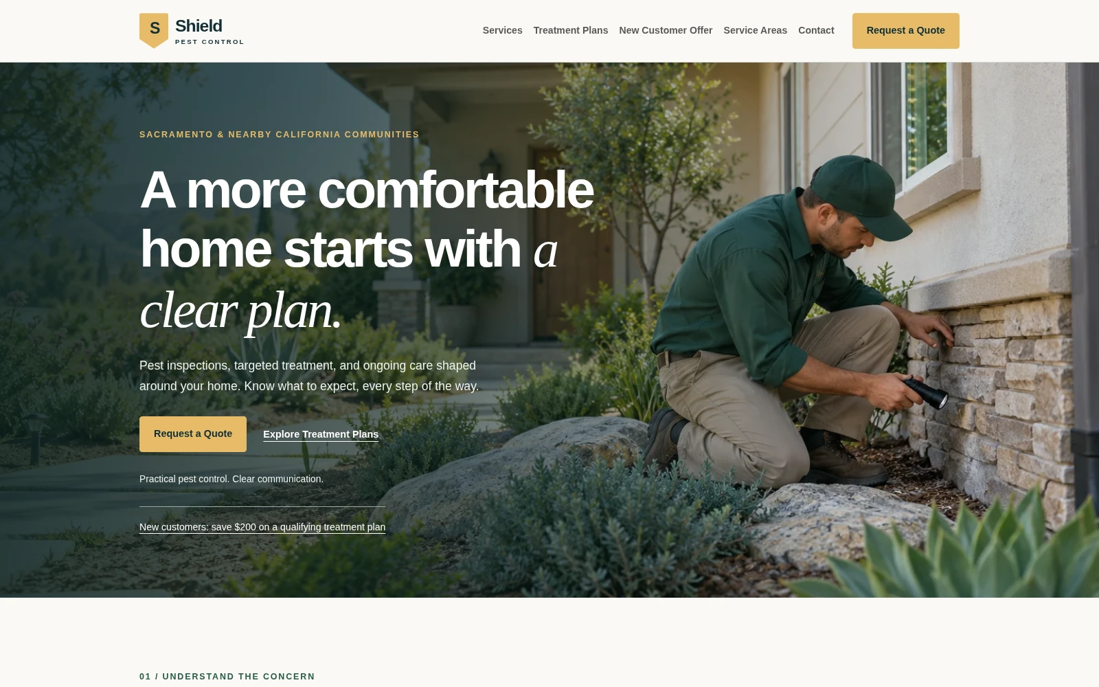 Shield Pest Control landing page template preview