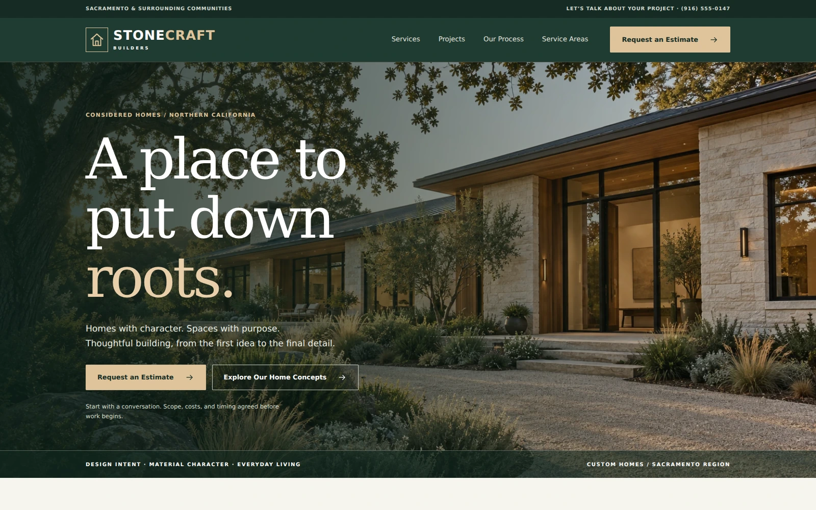 StoneCraft Builders landing page template preview