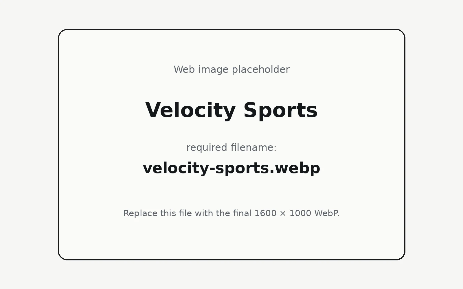 Velocity Sports landing page template preview