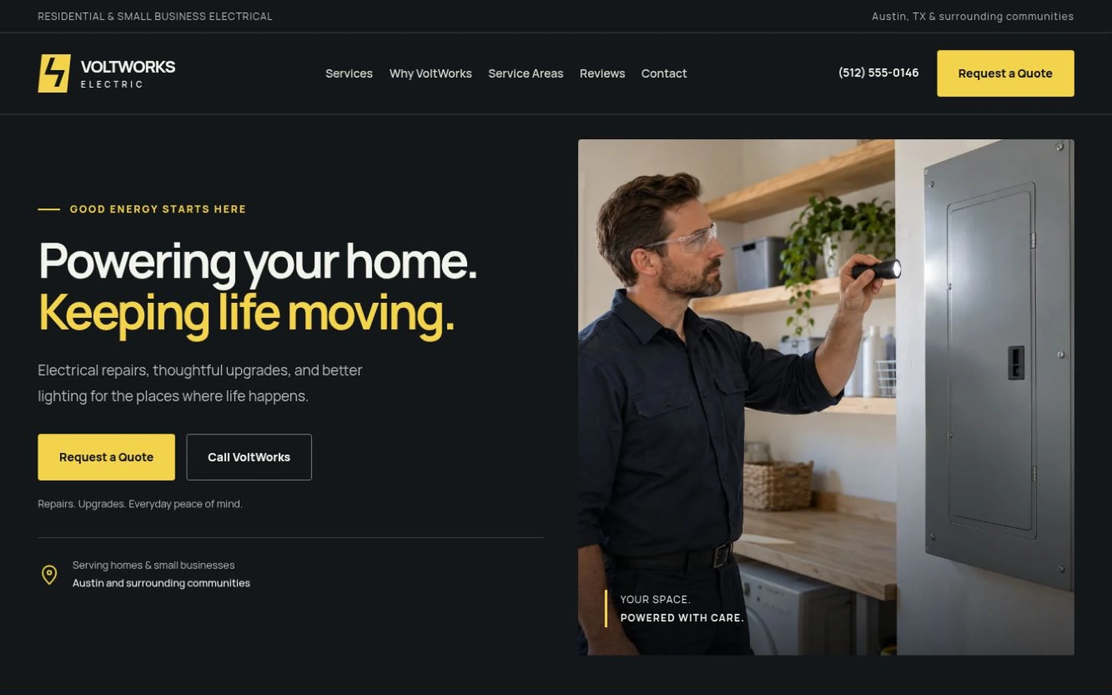 VoltWorks Electric landing page template preview