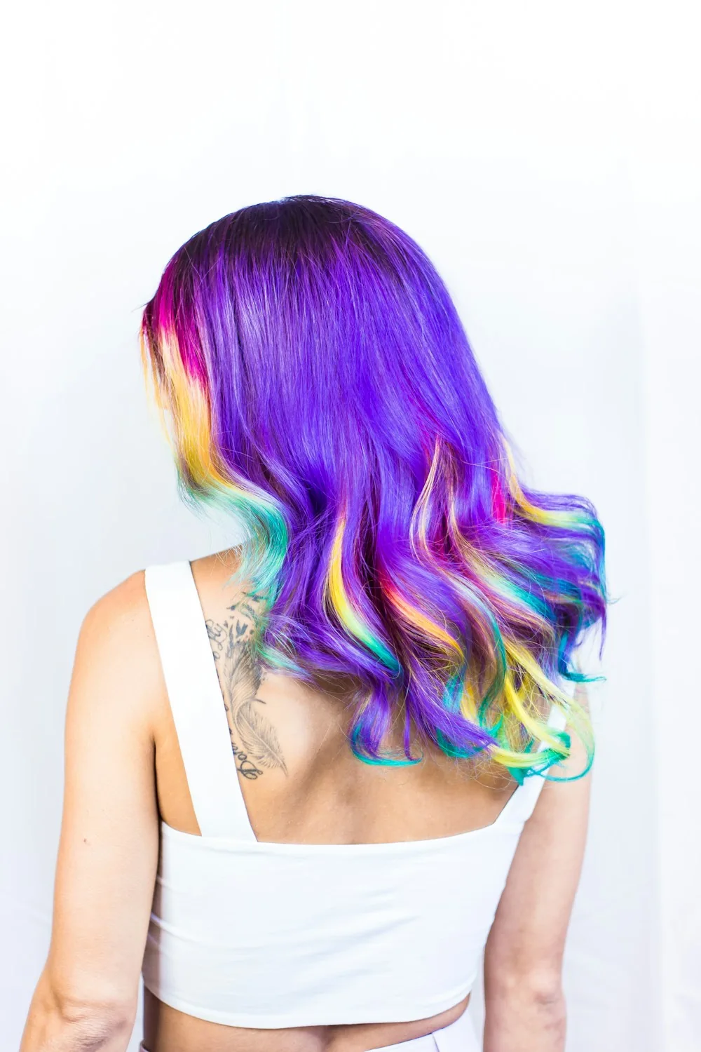Vivid purple and rainbow waves