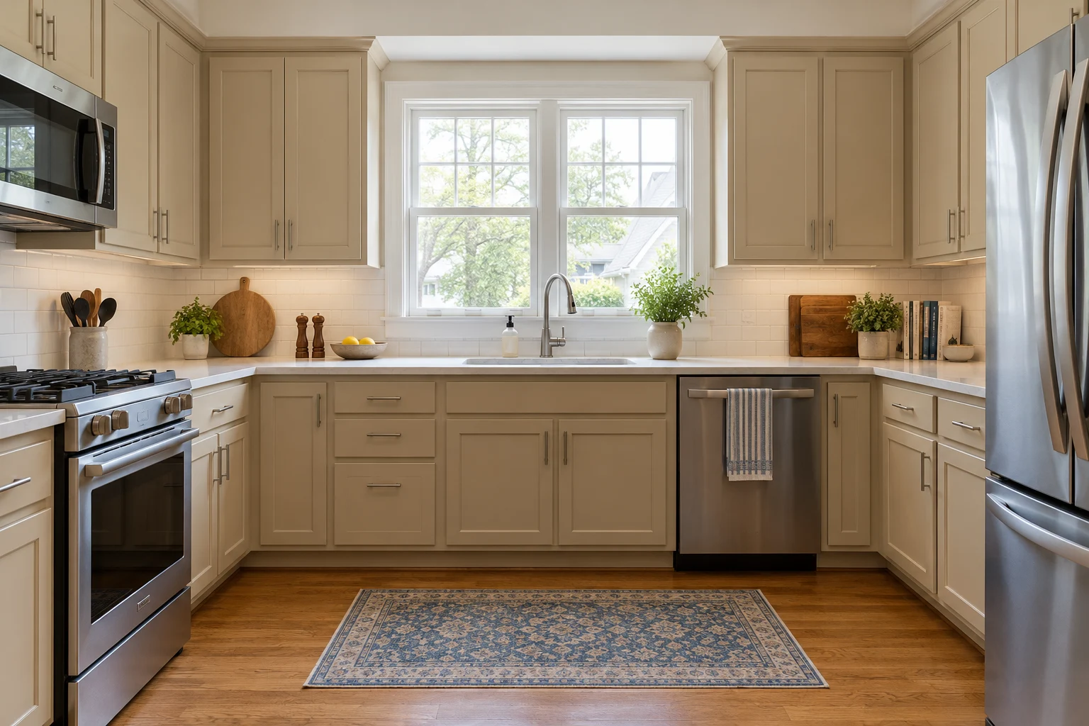 Cabinets before the illustrative paint-color change
