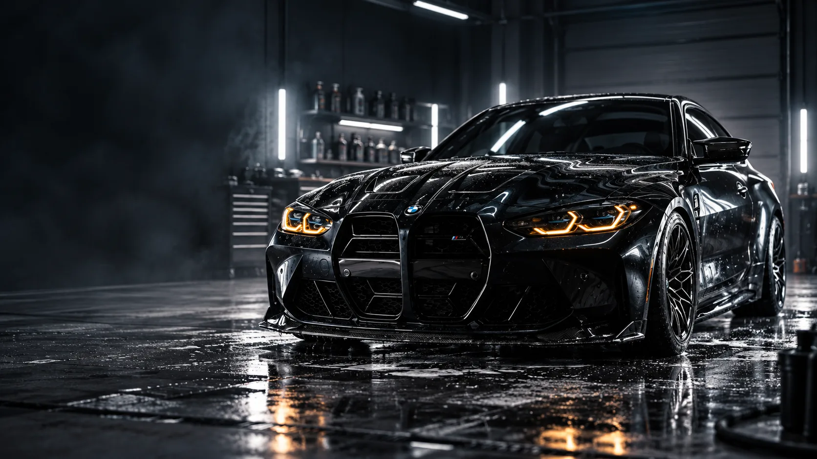 Glossy detailed car exterior