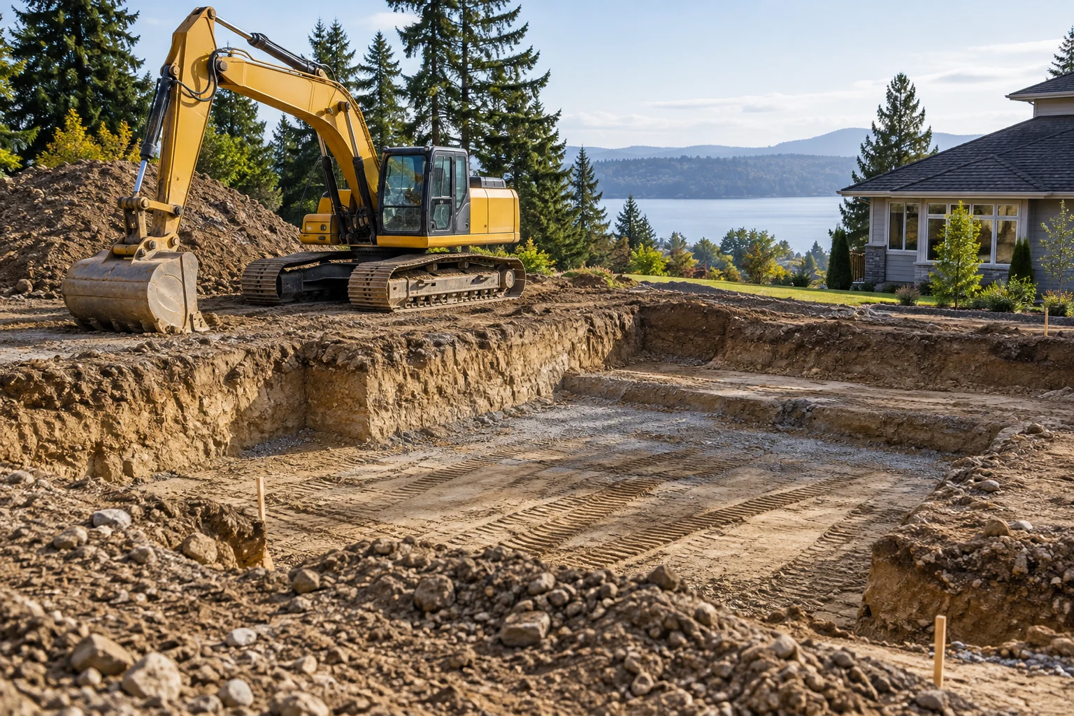 Space for the foundation, illustrative earthwork scene