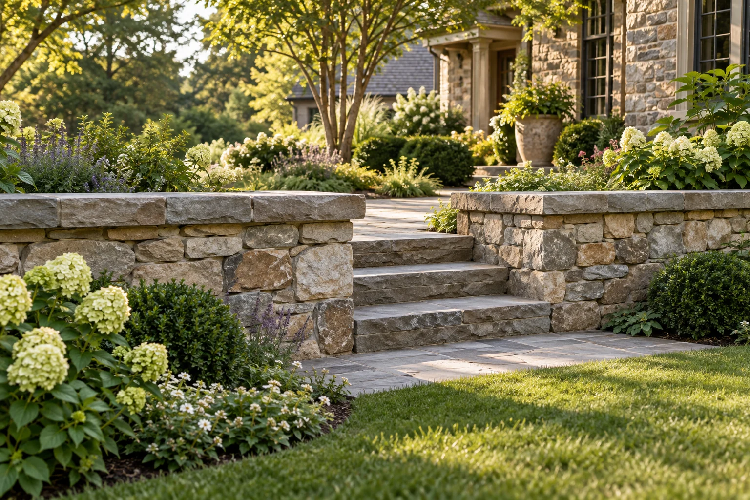 A garden, gently defined, illustrative masonry concept