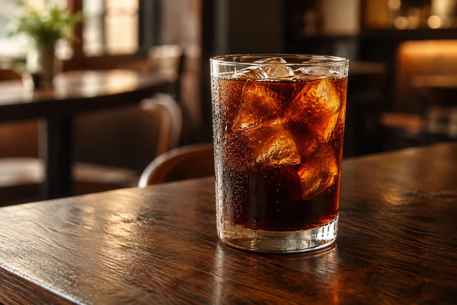 Glass of iced cold brew with condensation on the glass