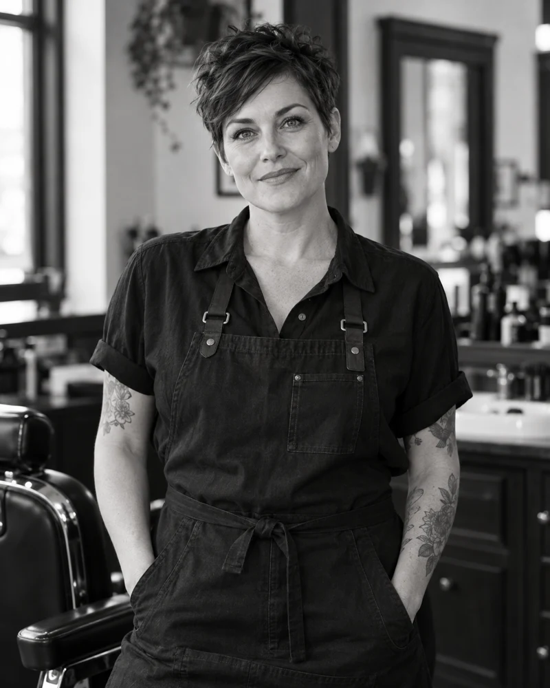 Illustrative portrait of Casey Brooks, barber